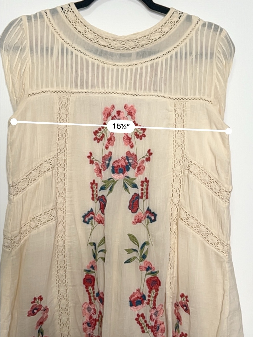 Free People Embroidered Crochet Lace Boho Tunic Blouse Ivory XS - Picture 5 of 7